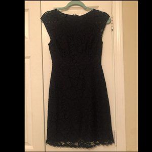 Navy Lace Dress with Cap Sleeves
